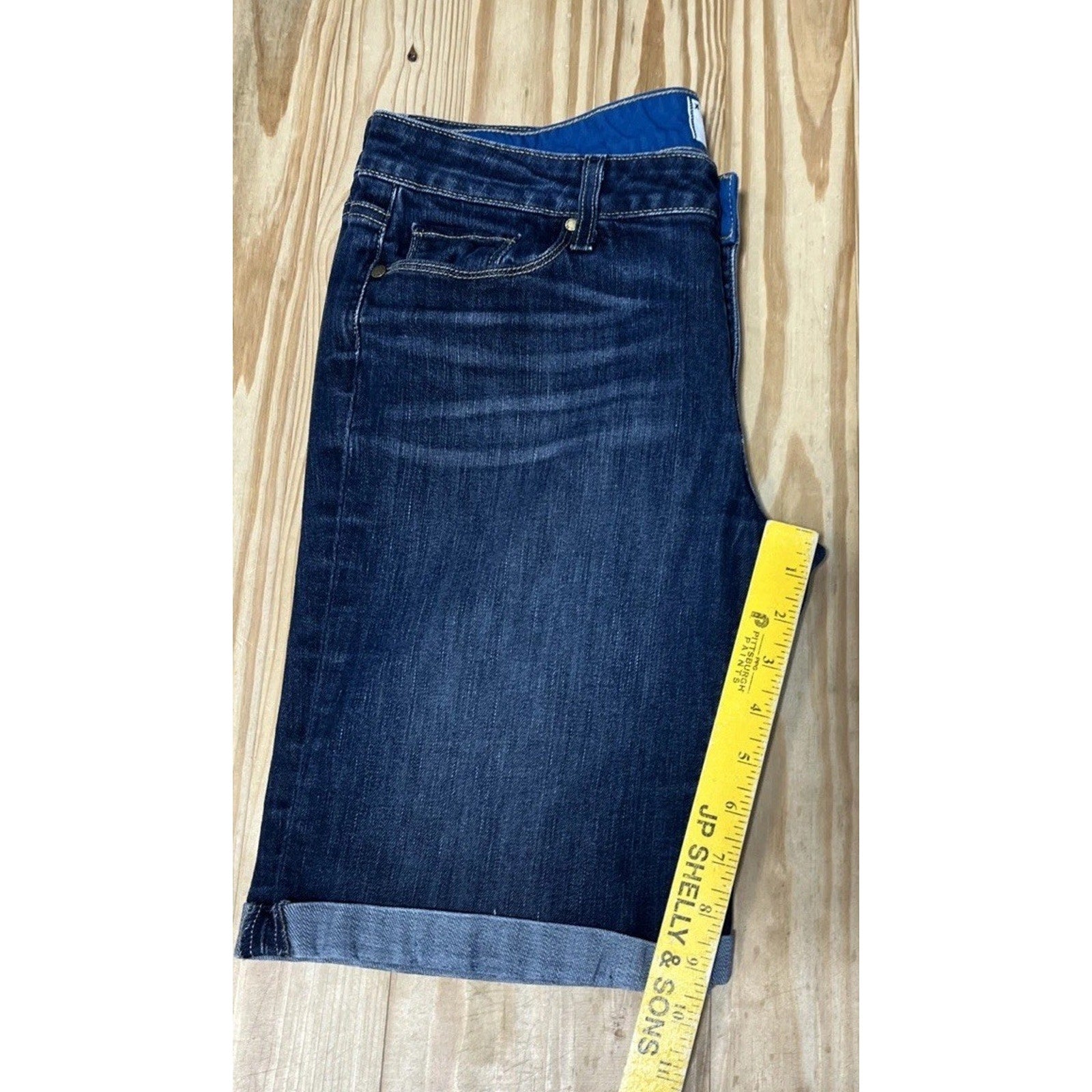 Paige Women’s Denim Dean Bermuda Jean Shorts Size 30 Dark Wash Stretch Denim