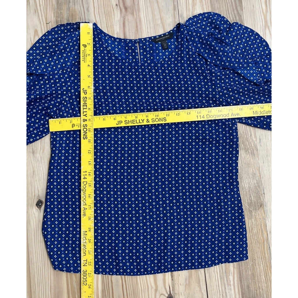 Banana Republic Blue Ruffle Long Sleeve Cold Shoulder shirt Top Blouse XS Petite