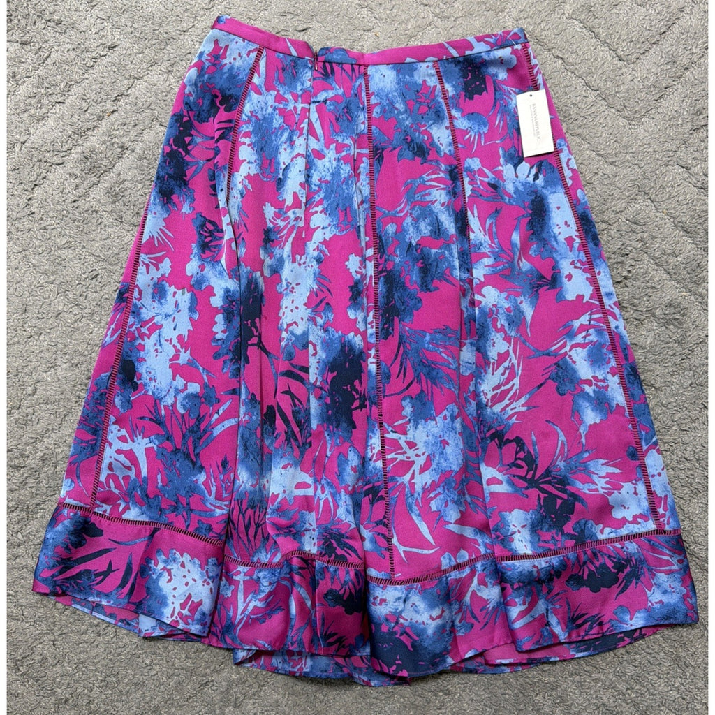 Banana Republic Pink & Blue Floral A Line Midi Skirt Lined size 6 NWT