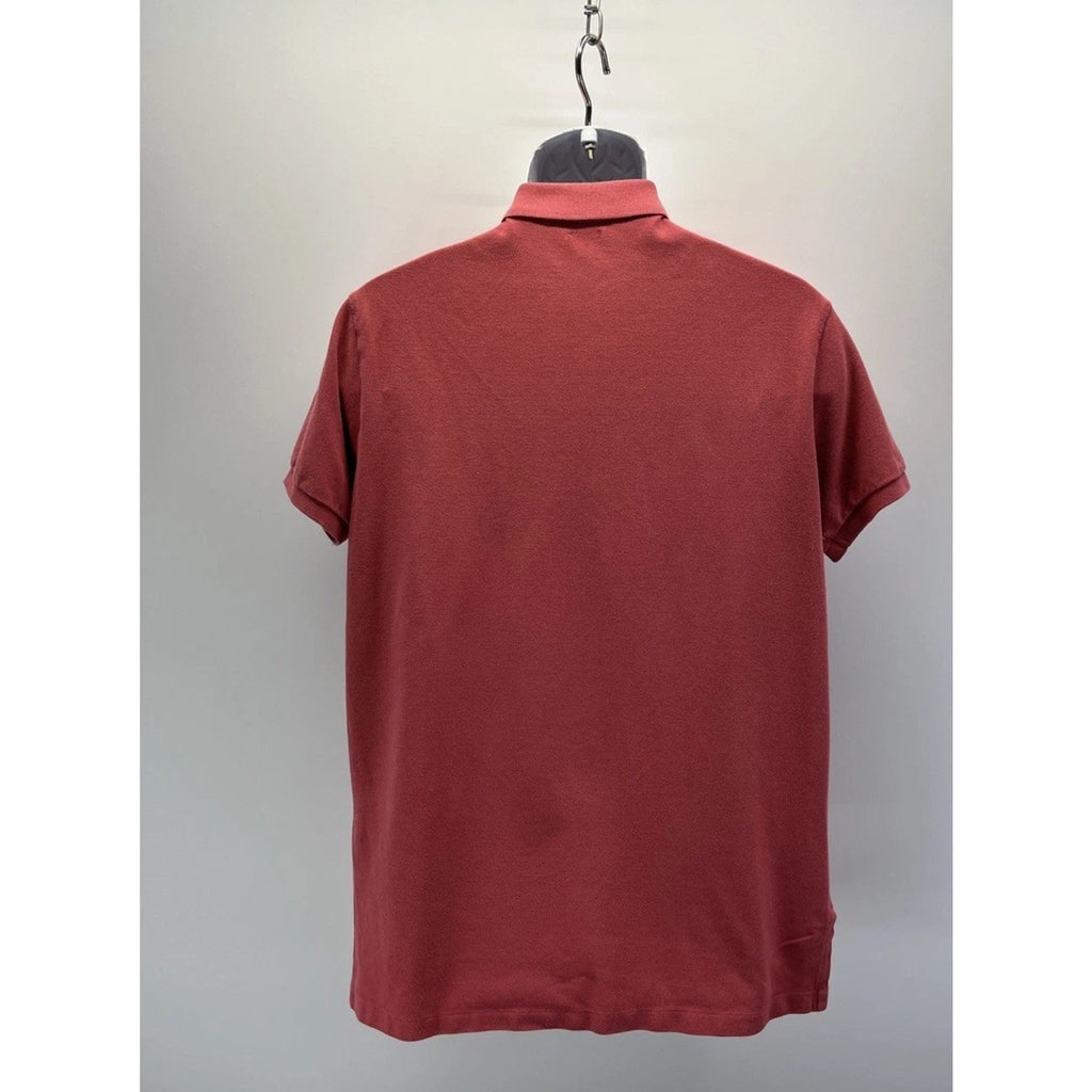 Polo Ralph Lauren Custom Fit Polo Shirt Men's L Salmon Pink Blue Pony Cotton