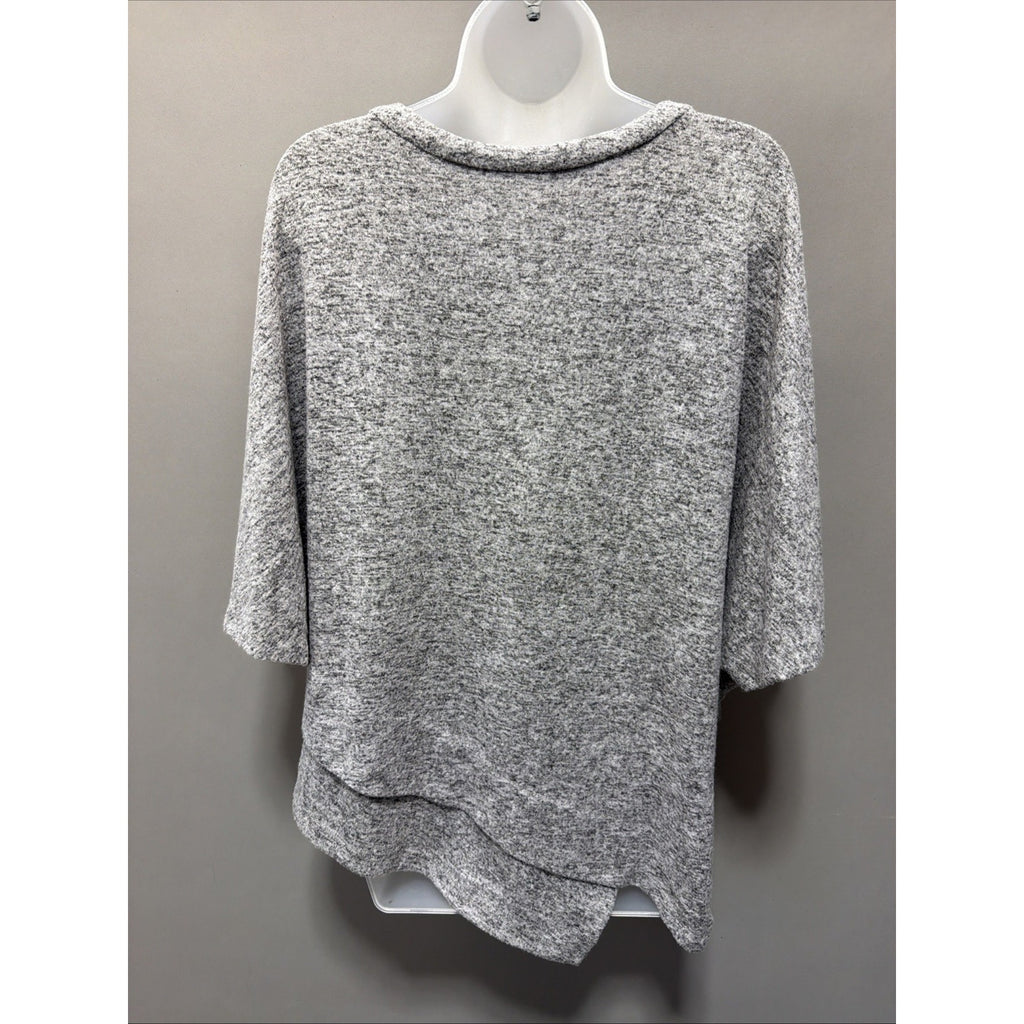 Gibson Latimer Knit Poncho Sweater Oversized Women's Gray S Cozy Chic Lagenlook