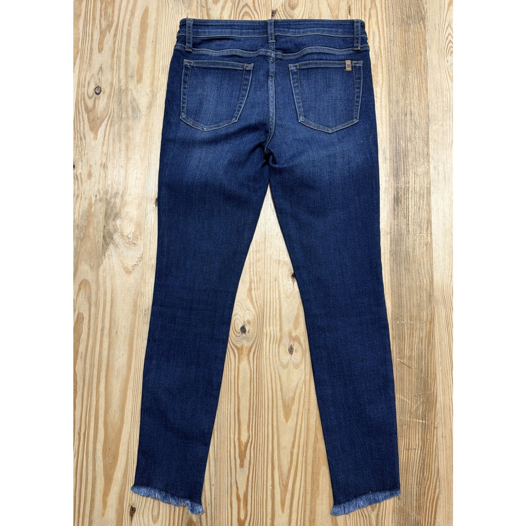 Joe's Jeans Ankle Skinny Dark Wash Raw Hem Stretch Denim Size 27 -29x27.5