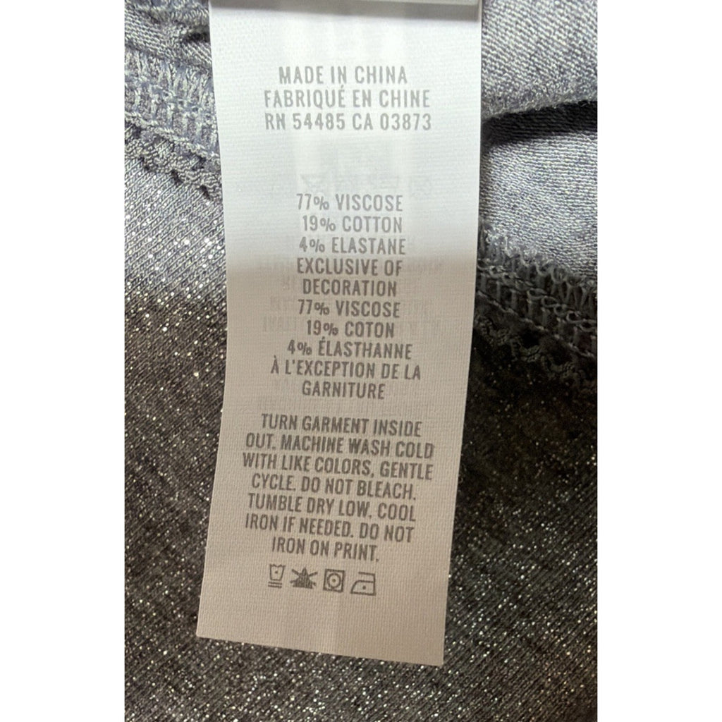 NWT Aerie Womens L Shimmer Maxi Skirt Silver Glitter Ribbon Detail Stretch New