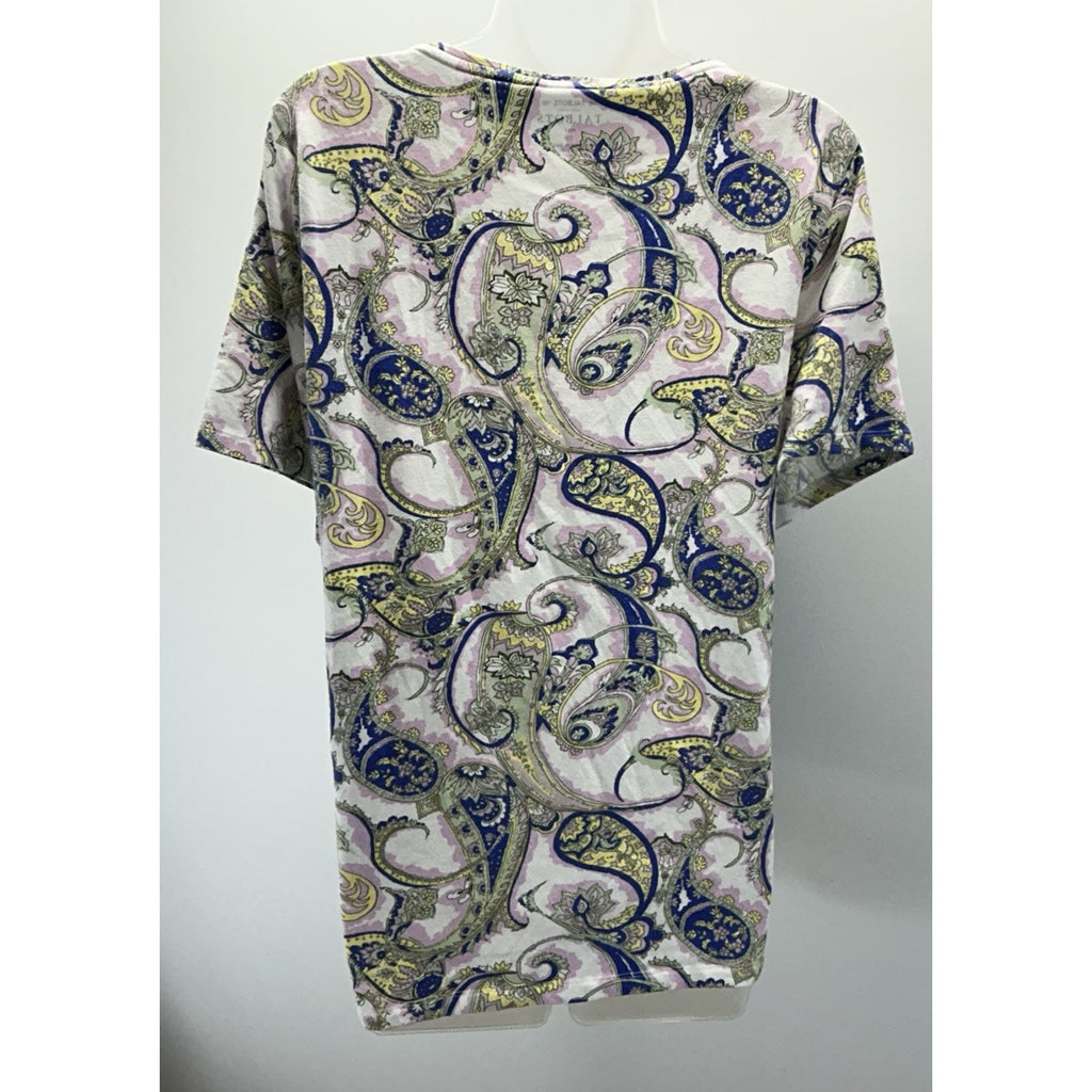Talbots Women Sz 2X-Large Botanical Medallion 3/4 Sleeves Bateau Neck Tee.