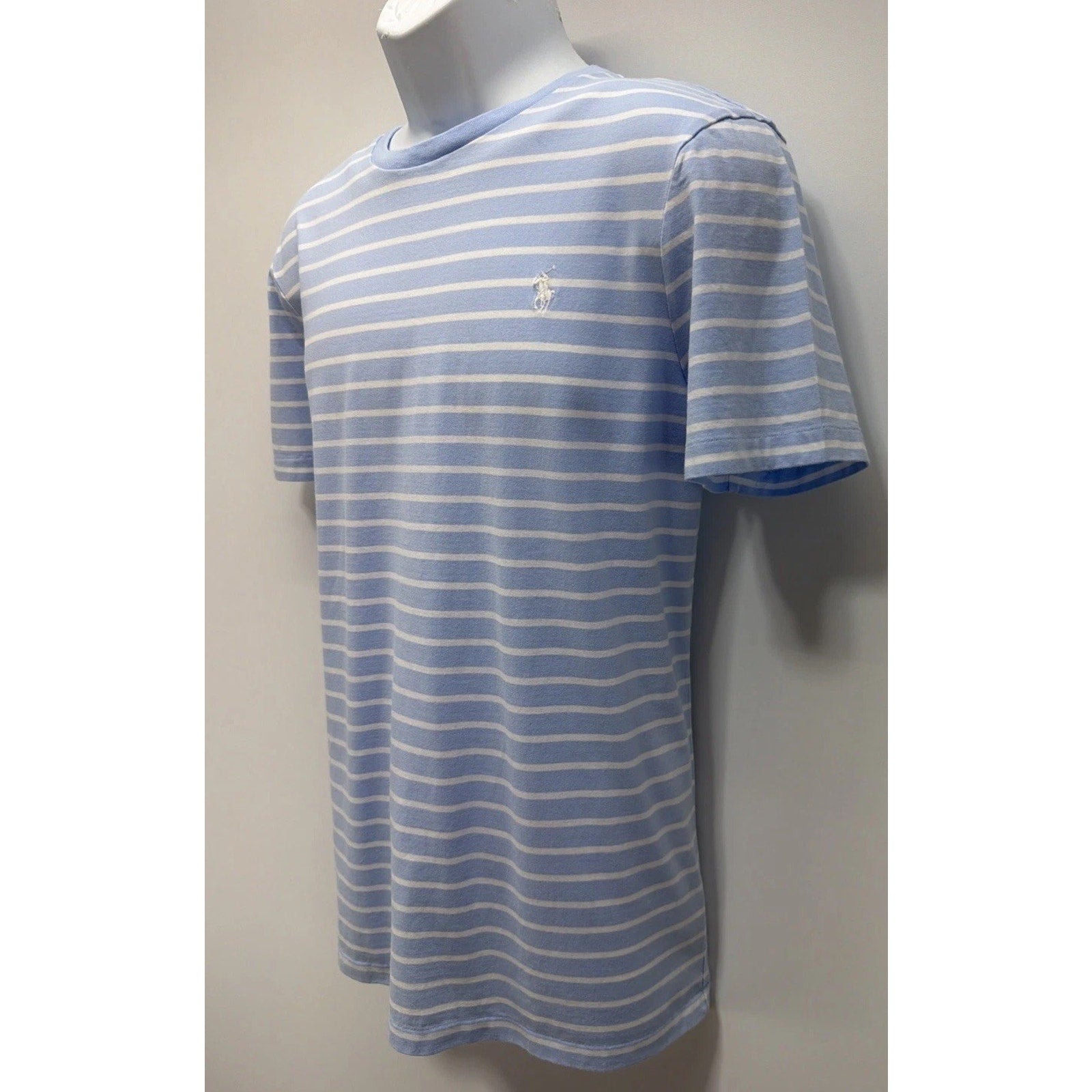 Genuine Polo Ralph Lauren Custom Slim Fit Stripe Jersey L T -shirt -Blue EUC