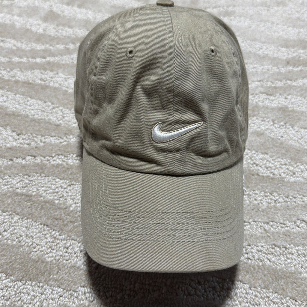 Nike Heritage86 Hat Spell Out Embroidered Swoosh Cap Adjustable Tan Beige