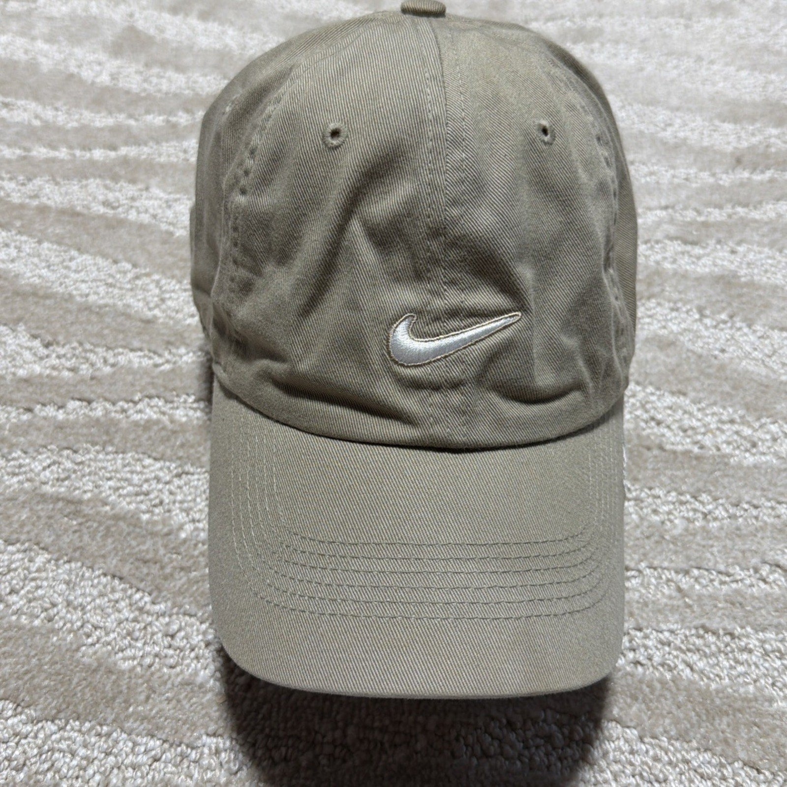 Nike Heritage86 Hat Spell Out Embroidered Swoosh Cap Adjustable Tan Beige