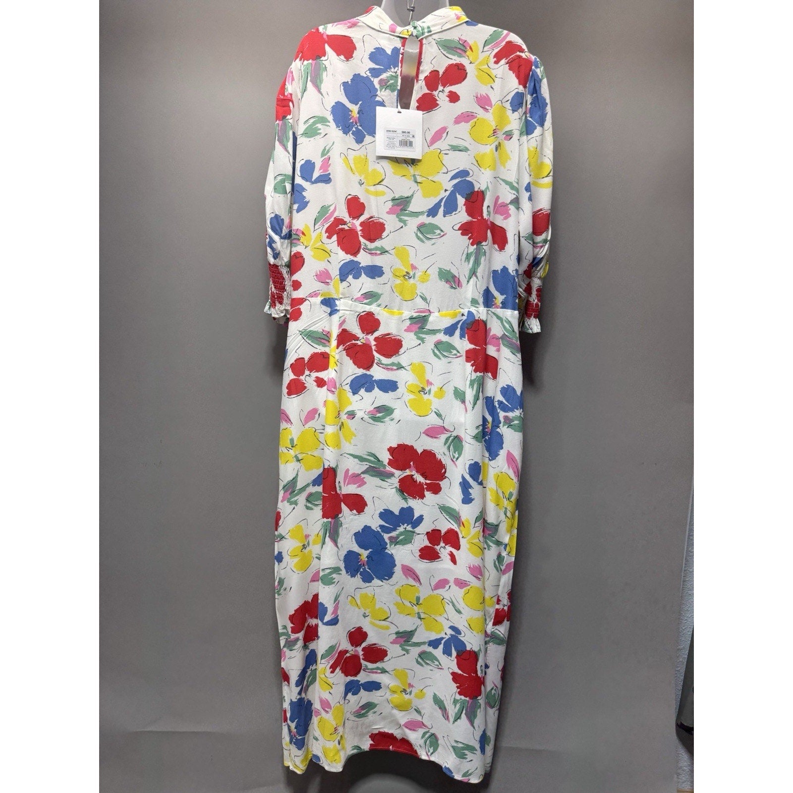 RIXO Target Floral Midi Dress 20W 22W White Multicolor Ruched Front Cottagecore