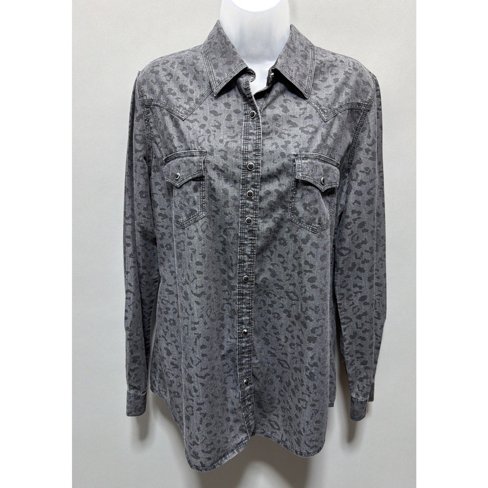 ROCK 47 By WRANGLER Womens Western Cowgirl Pearl Snap Front Shirt Size L