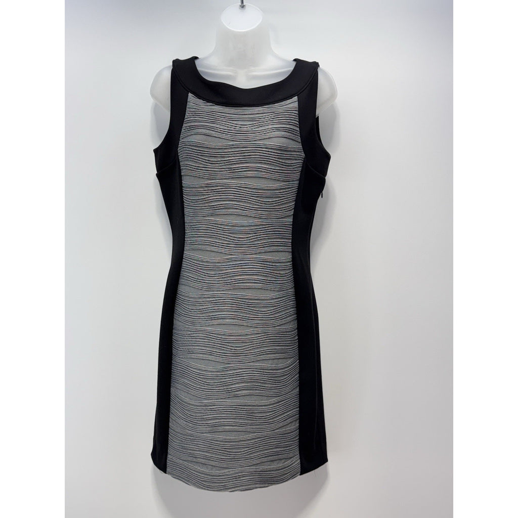 Calvin Klein Sleeveless Black And Gray Bodycon Knee Length Dress Women’s Size 8