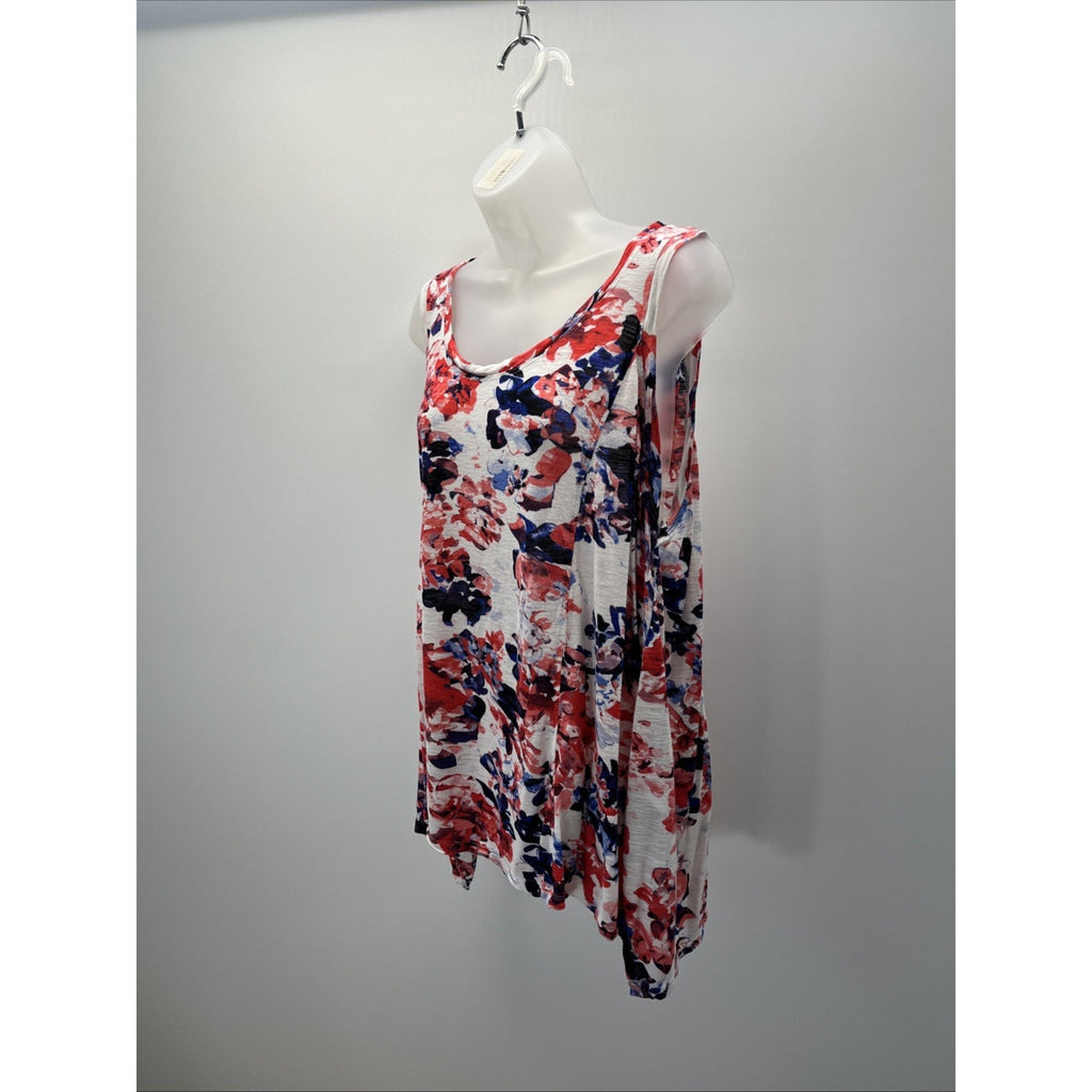 Womens kenar white floral tank top sz 2X