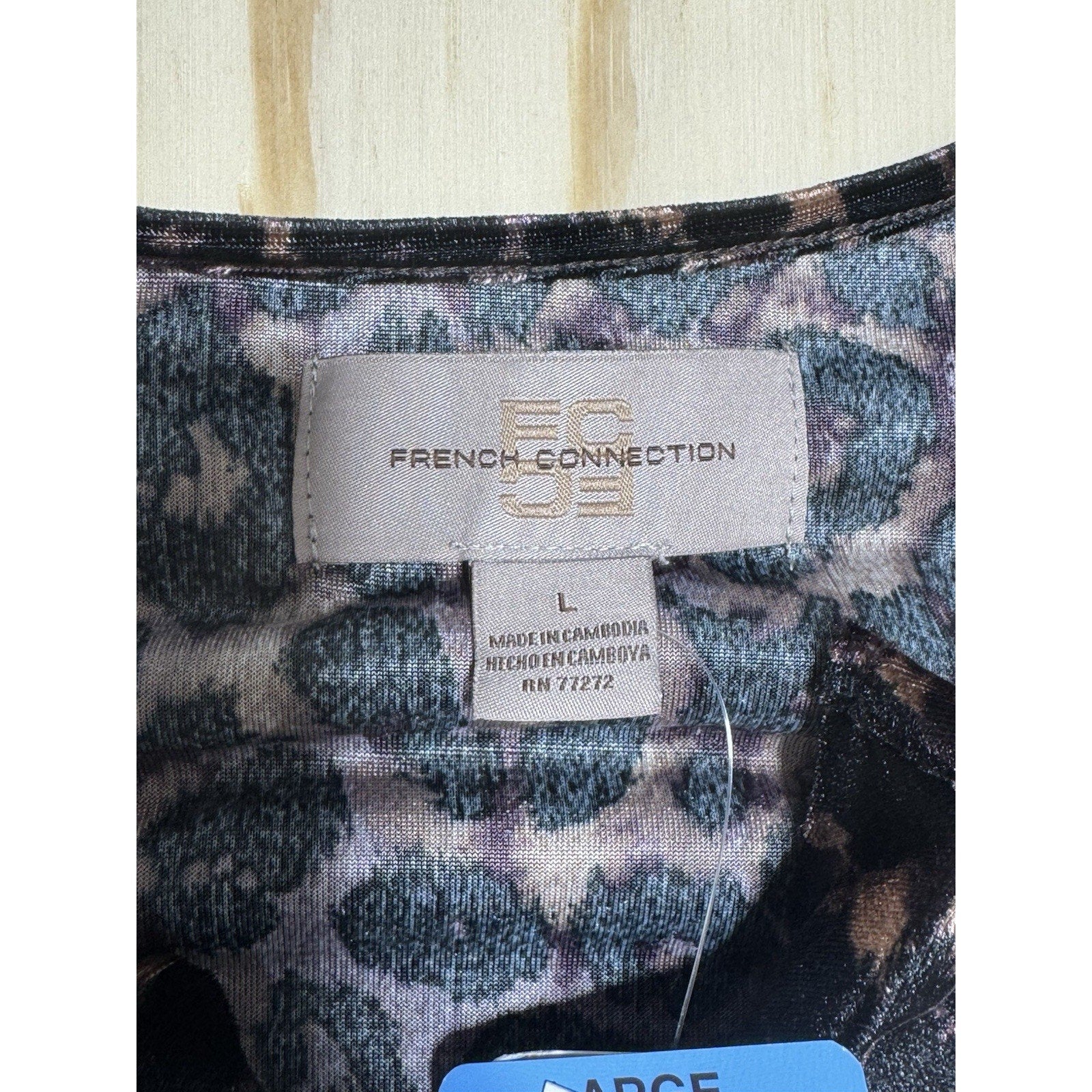 French Connection Women's Leopard Velvet Dress Size XXL NWT V-Neck Elastic Waist