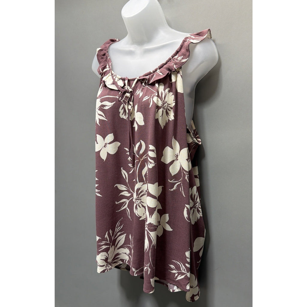 Torrid Floral Print Washable Crinkle Gauze Ruffle Tie Front Tank Size 2/2X NWT