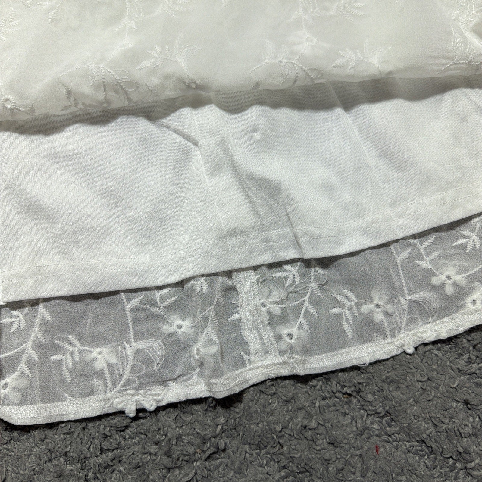 NWT White Micro Floral Embroidered Shift Dress Sz S Bride Bridal Shower Feminine