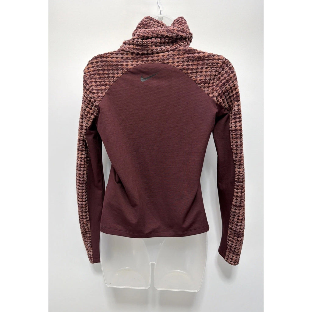 Nike Pro Hyperwarm Top Long Sleeve Quilted Training Roll Neck Pullover Red S