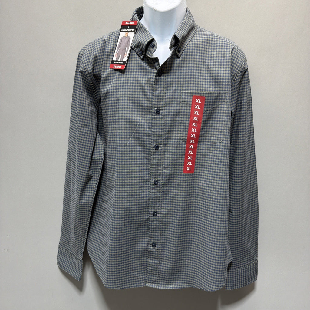 NWT Bonobos Button Up Shirt Mens XL Green Check Plaid Stretch Long Sleeve Slim