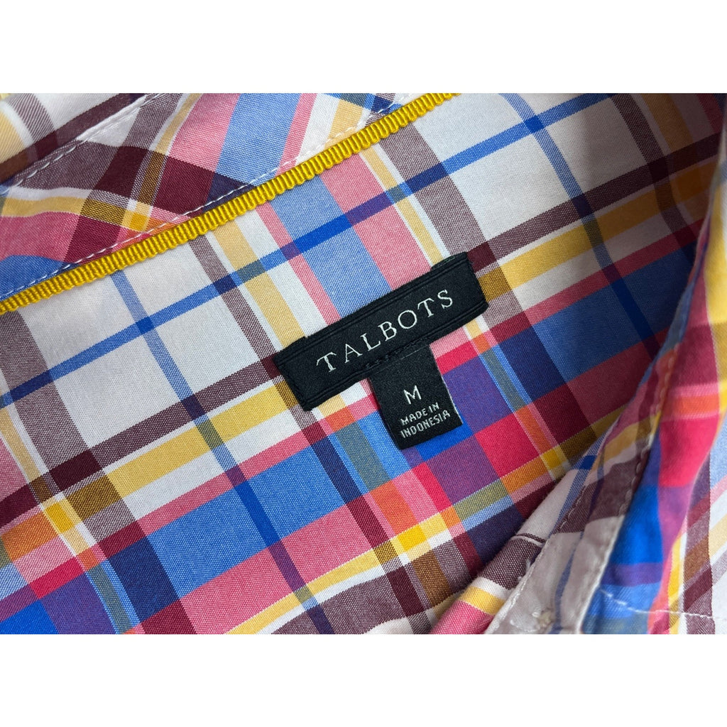 Talbots Womens Sz M Vibrant Plaid Long Sleeve Blouse Shirt Top Business Formal