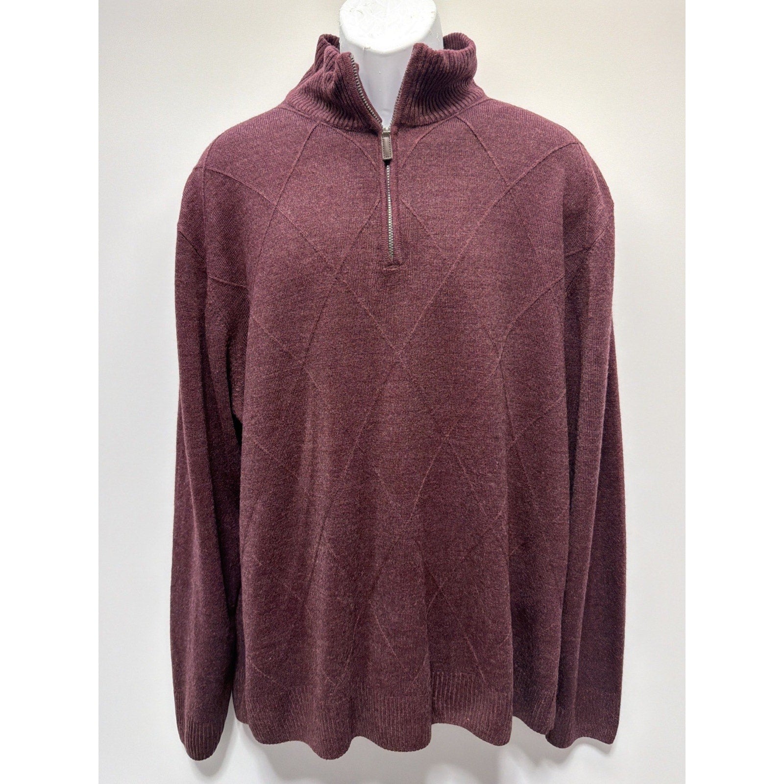 Triscots St. Raphael MERLOT Turtleneck ZIP FRONT MEN SWEATER TOP SZ XXL