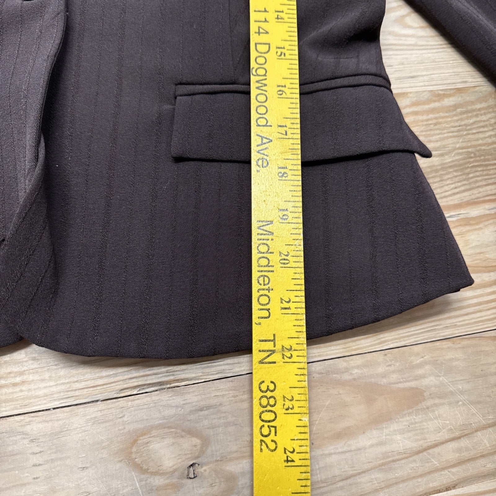 My Michelle Striped Brown 1 Button Fitted Blazer Faux Pockets Women’s XL NWT