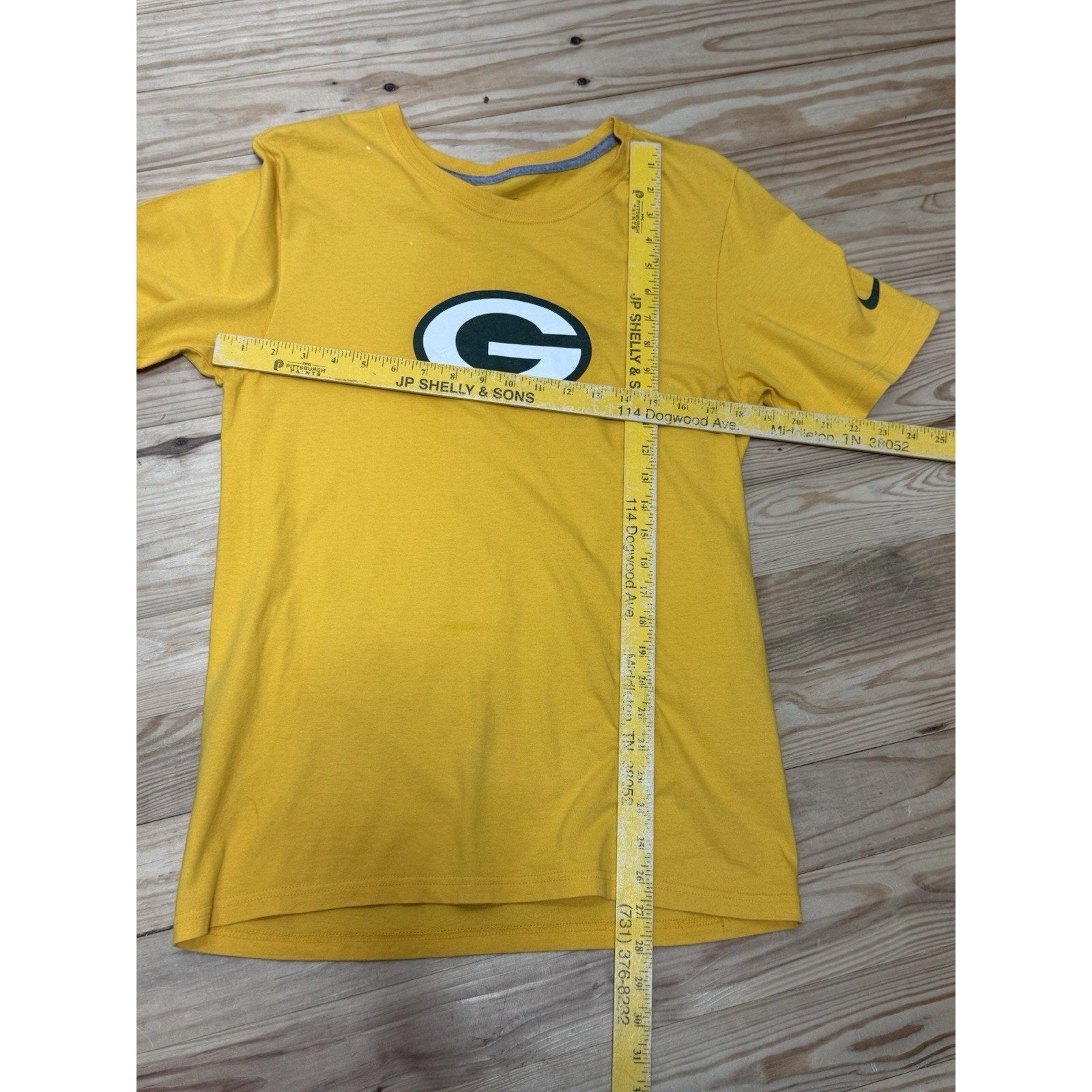 Nike On Field Green Bay Packers Yellow Men's Dri Fit T-Shirt Size Small -spots