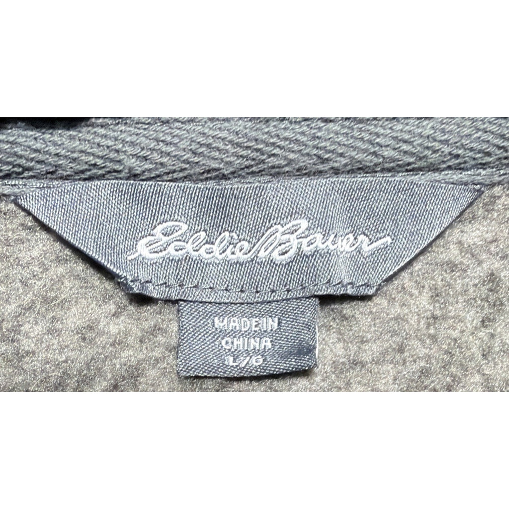 Eddie Bauer Mens Large Gray Heather Sweater Fleece 1/4 Zip Pullover Pocket L