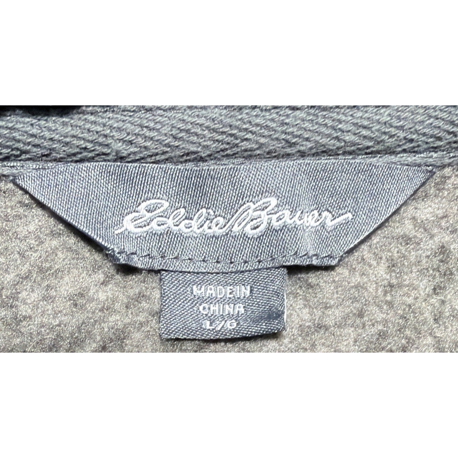 Eddie Bauer Mens Large Gray Heather Sweater Fleece 1/4 Zip Pullover Pocket L