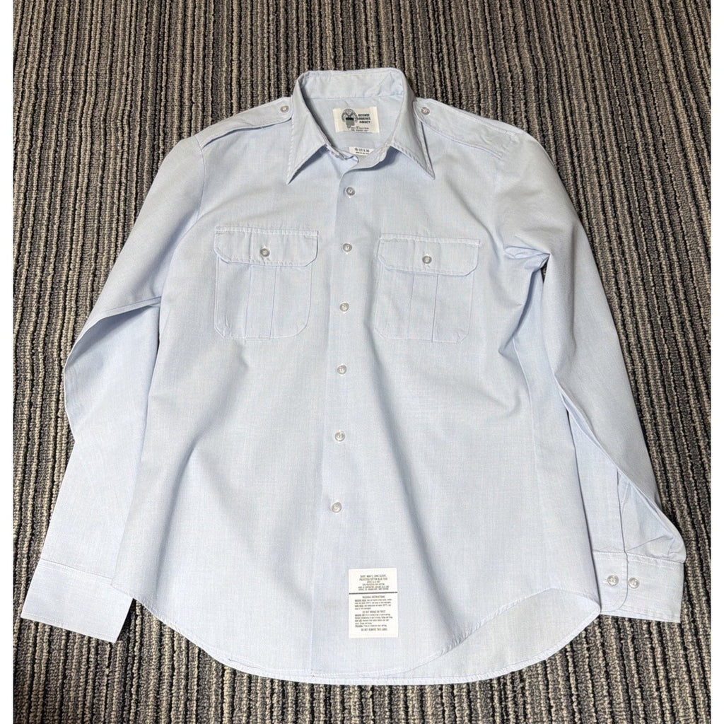 Defense Logistics Agency Shirt mens L Blue Button Up Uniform Military Wings Coll