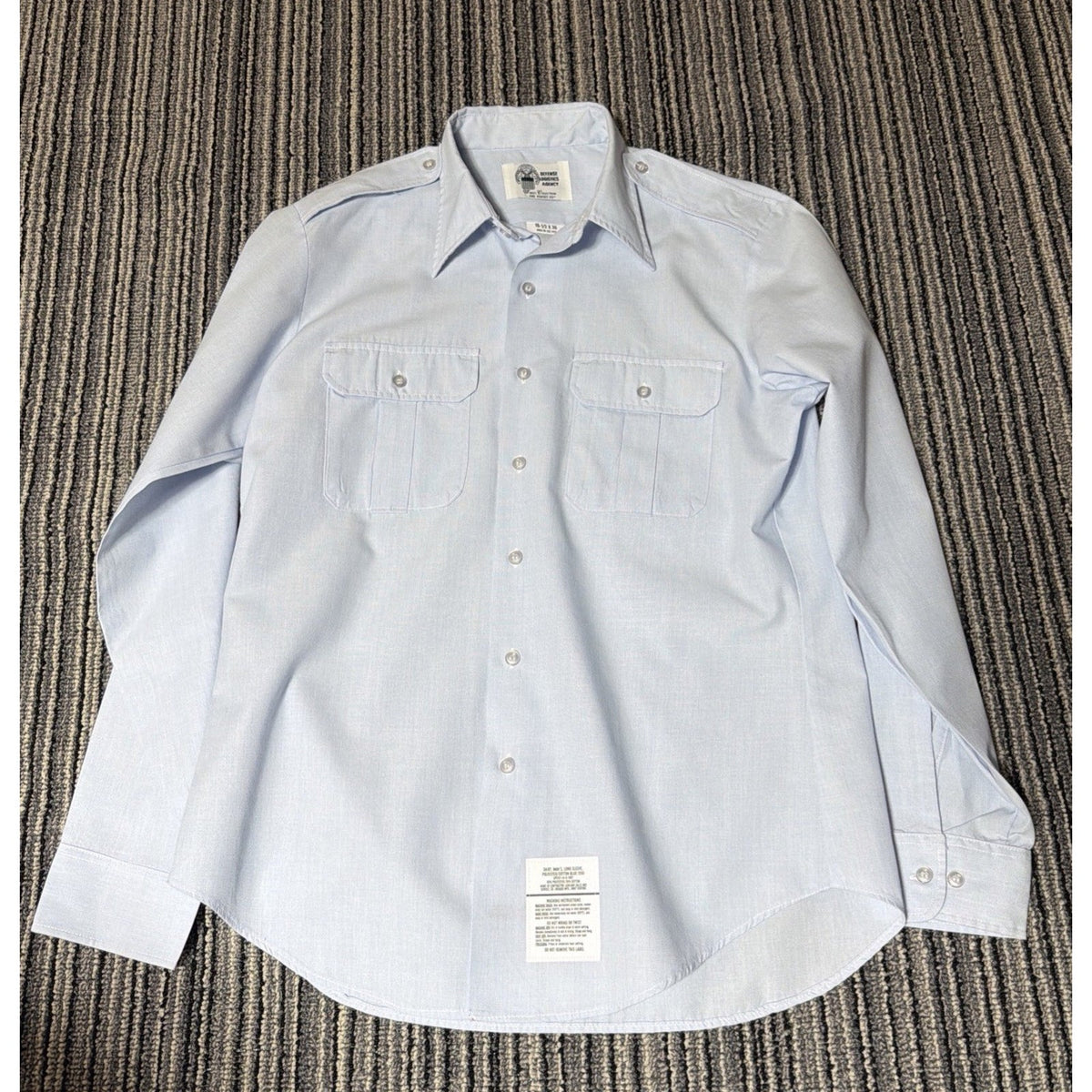 Defense Logistics Agency Shirt mens L Blue Button Up Uniform Military Wings Coll