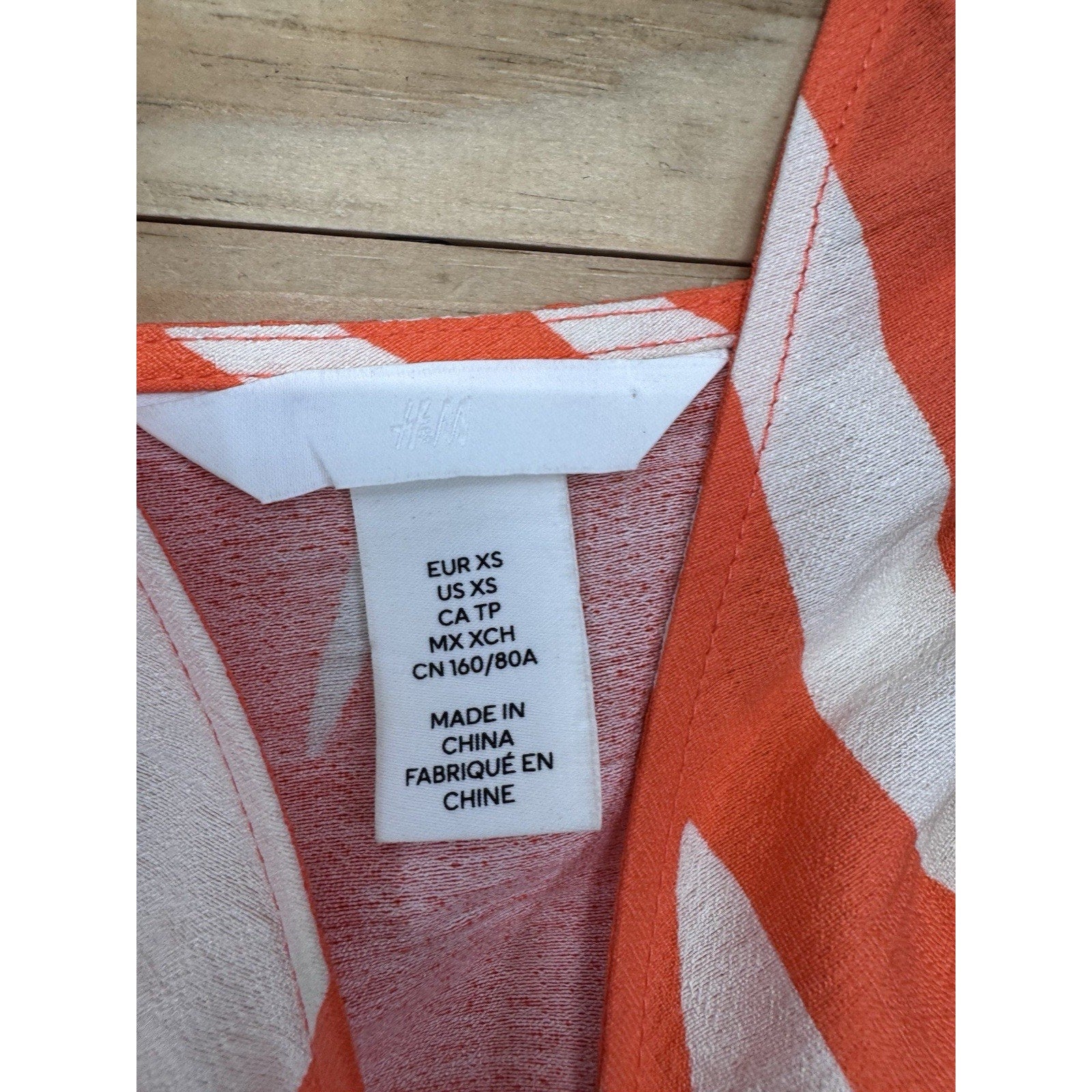 H&M Orange White Wrap Dress Spaghetti Straps Tank Women’s Size X-Small