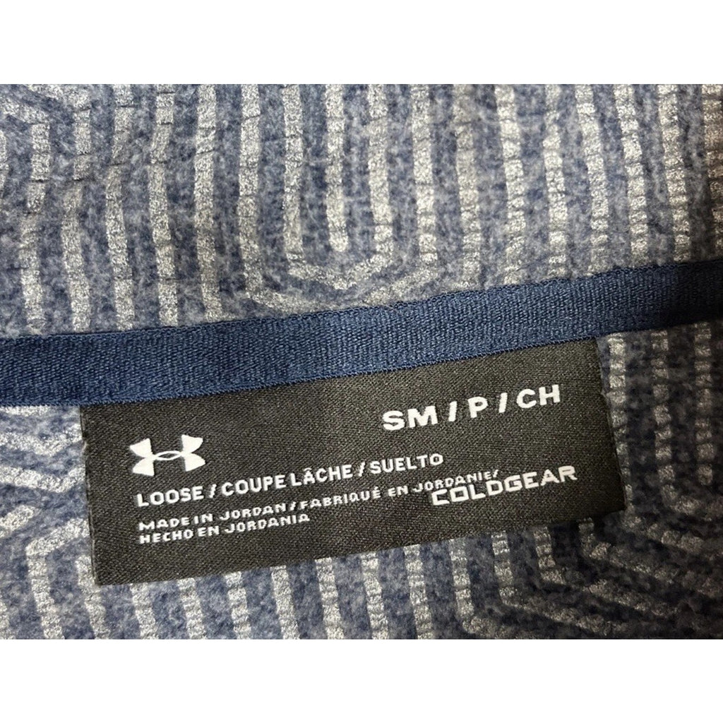 Under Armour Sweater Mens S Gray Fleece Long Sleeve 1/4 Zip Mock Neck Cold Gear
