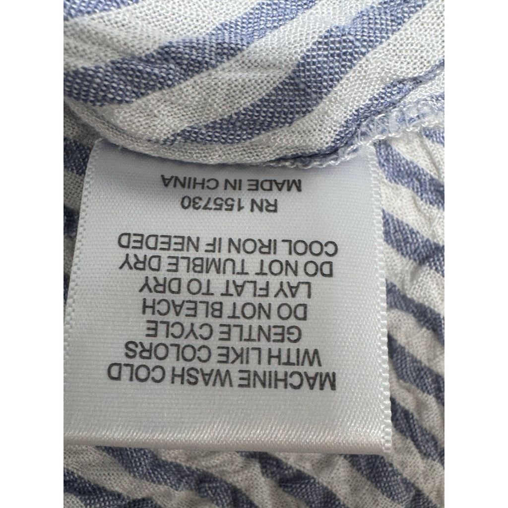 Jane Delancey High Low Women’s 1X Blue White Stripe Long Sleeve Top Coastal