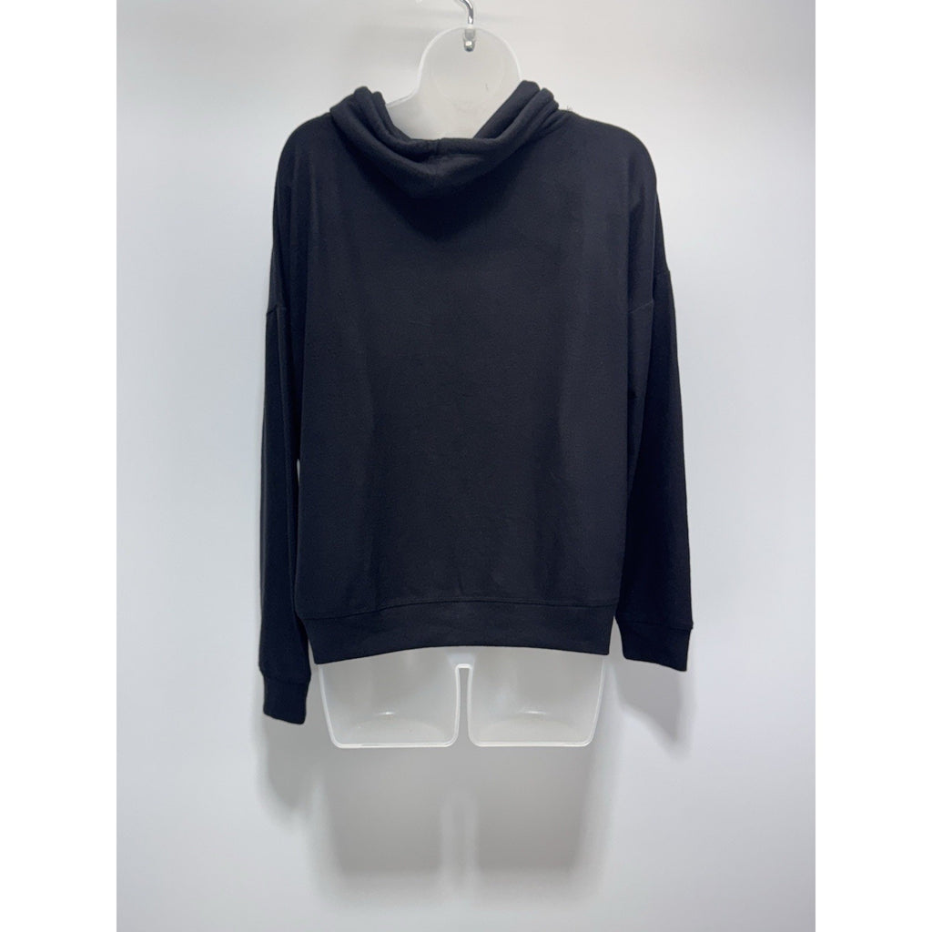 Maurices Fleece Cowl Neck Sweater Black & Red Plaid Trees Women’s Size M NWT