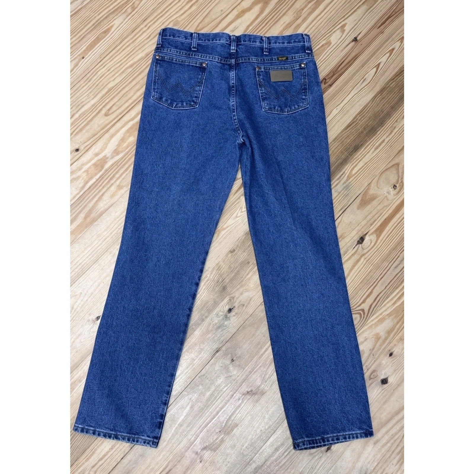 Wrangler Mens Jeans Blue 34 X 32 1/2 Pants 100% Cotton Slim Fit Cowboy Cut Jeans