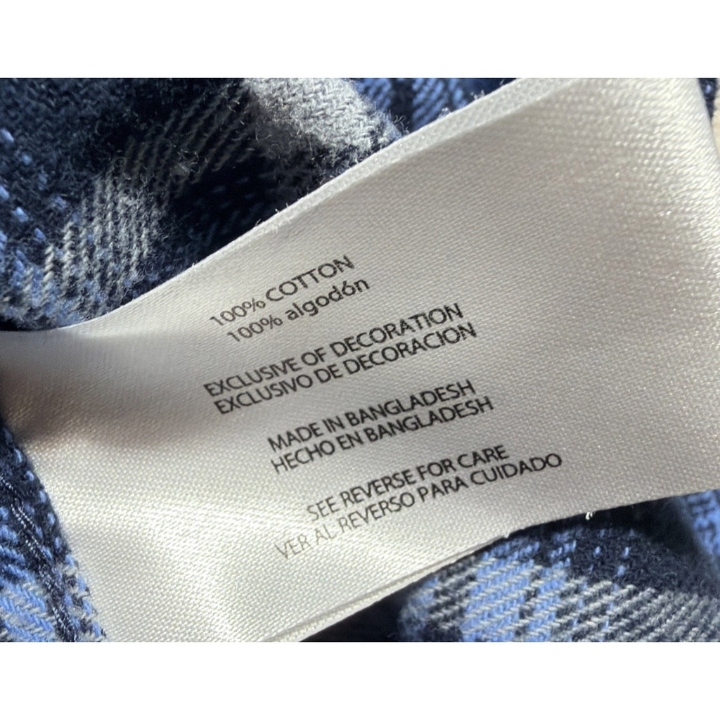 Eddie Bauer Men’s Size L 100% Cotton Flannel Blue Plaid Button Up Long Sleeve