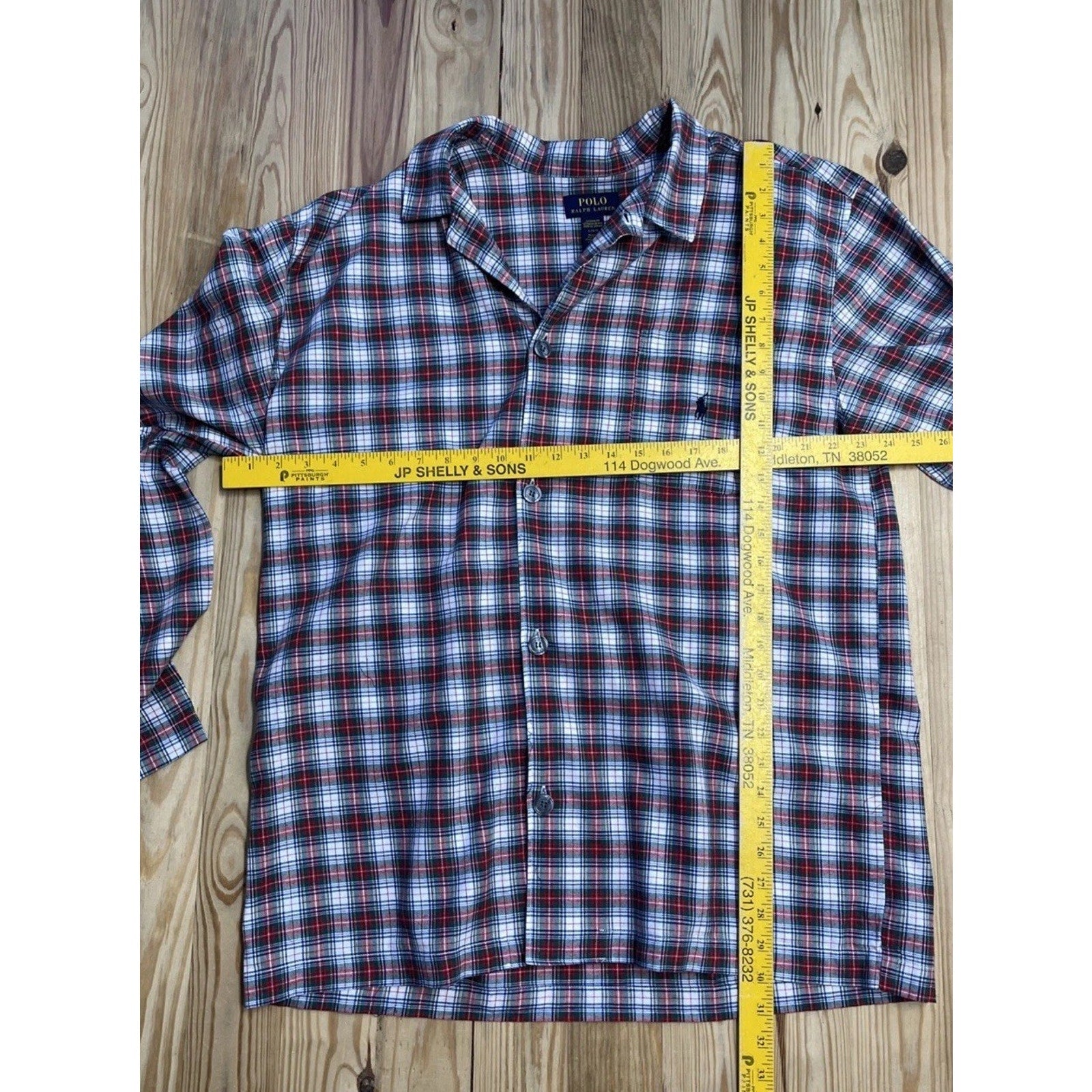 Polo Ralph Lauren Pony Plaid Sleepwear Plaid Button Shirt Size L