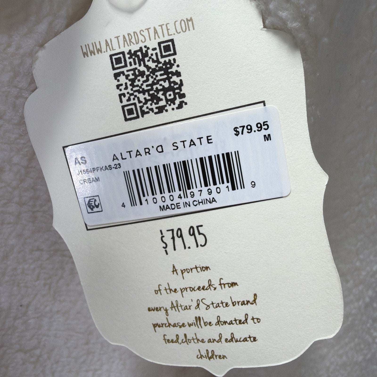 NWT Altar’d State Cream Oversized Super Soft Shacket Size Medium