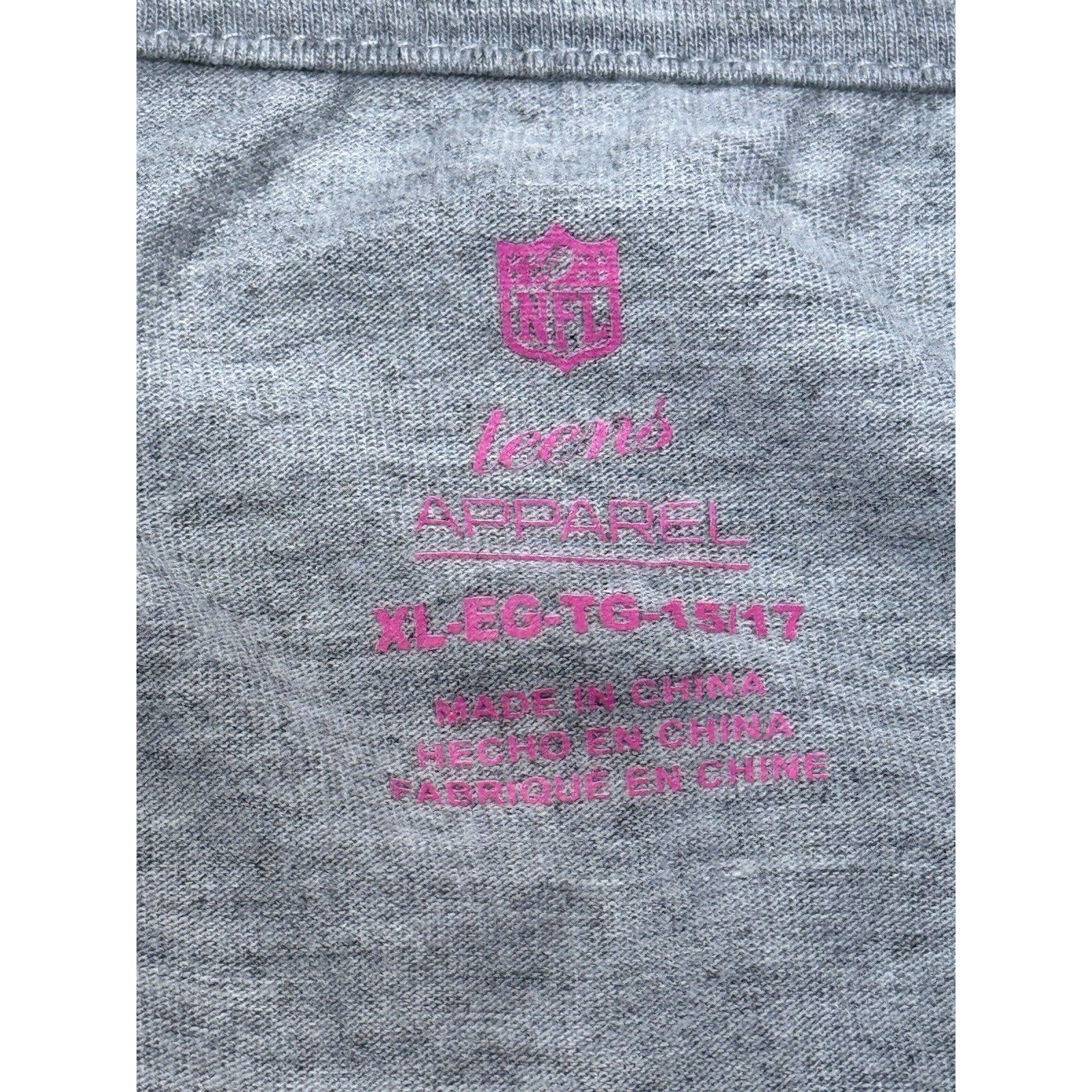 Chicago Bears NFL Football Teen Girls Gray T Shirt Top Size XL 15/17 New