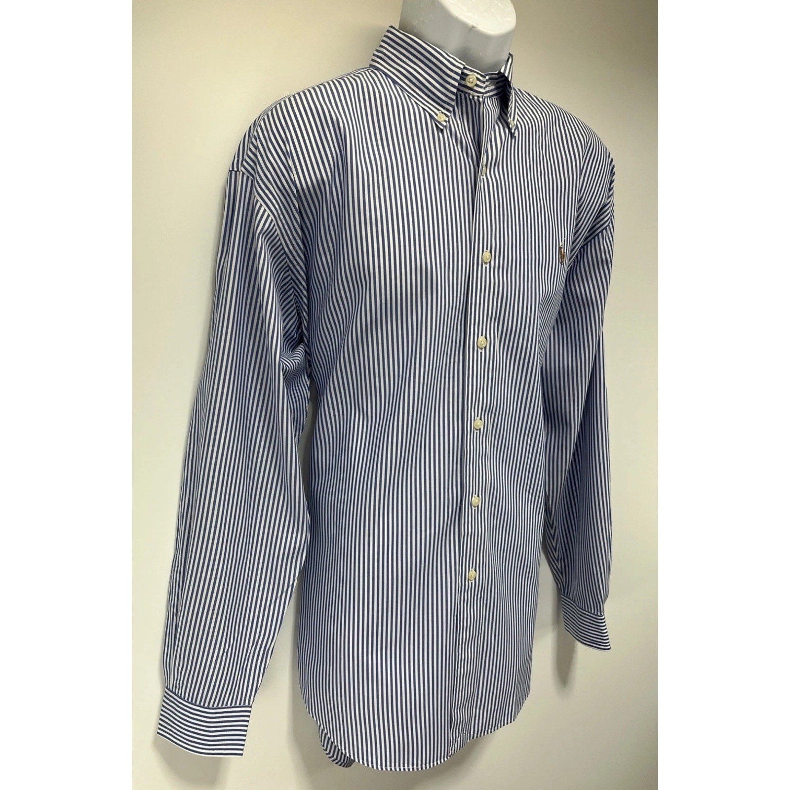 Ralph Lauren Blaire Cotton Oxford L Shirt Blue Stripe Button Down Men’s