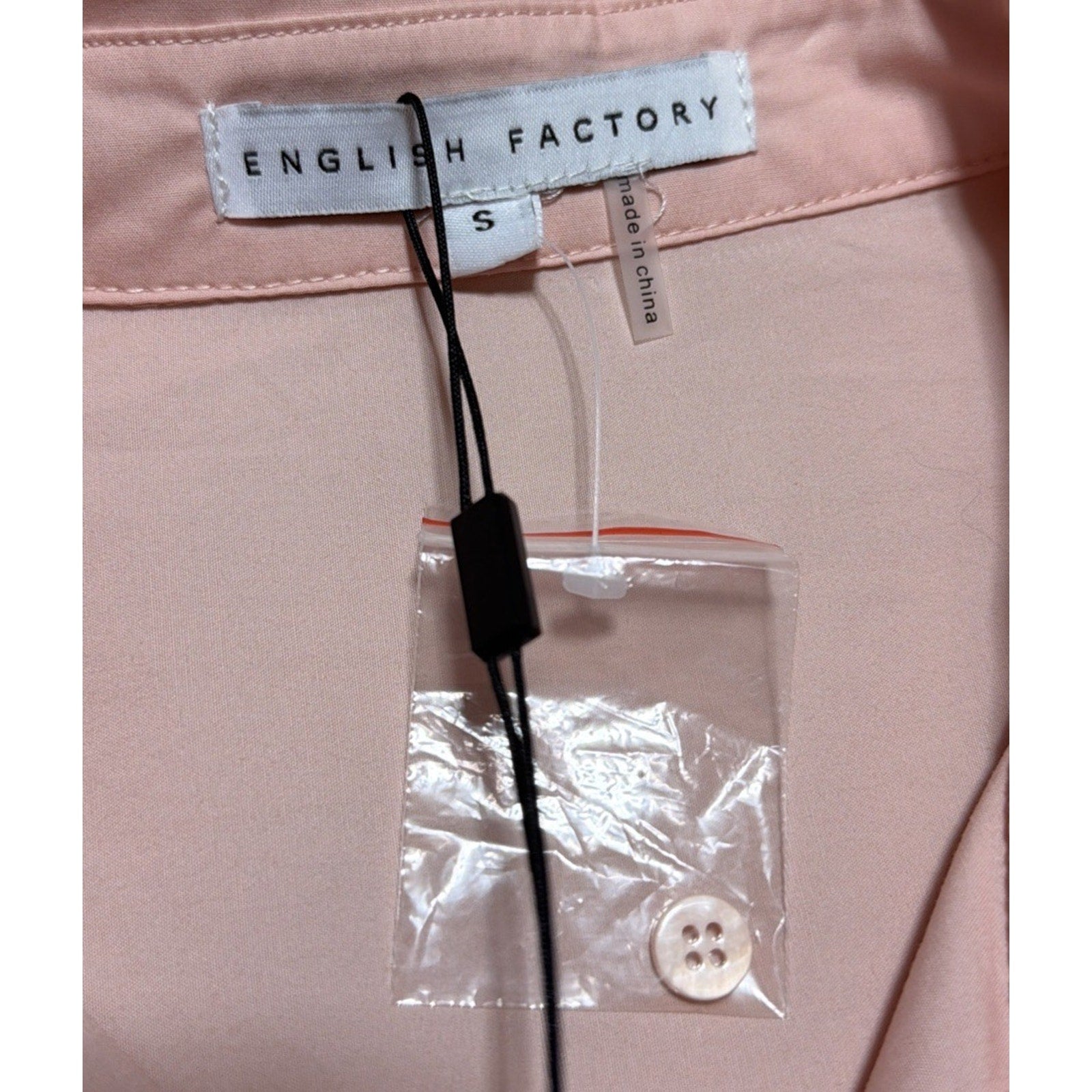 English Factory Womens Classic Collared Shirt Dress Small Pink Button Up New
