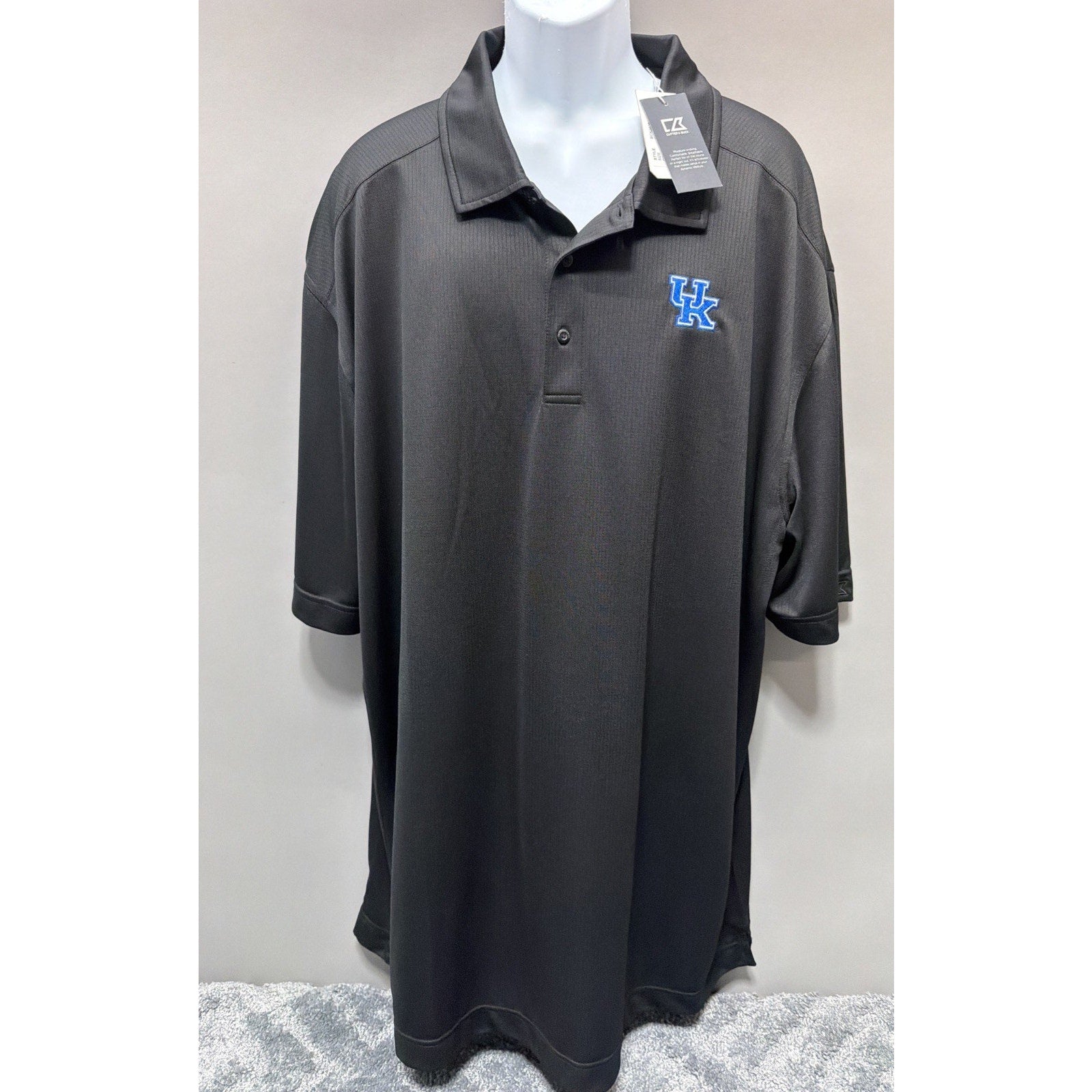 University of Kentucky Cutter & Buck Men's Black Forge Eco Stretch Polo 3XT New