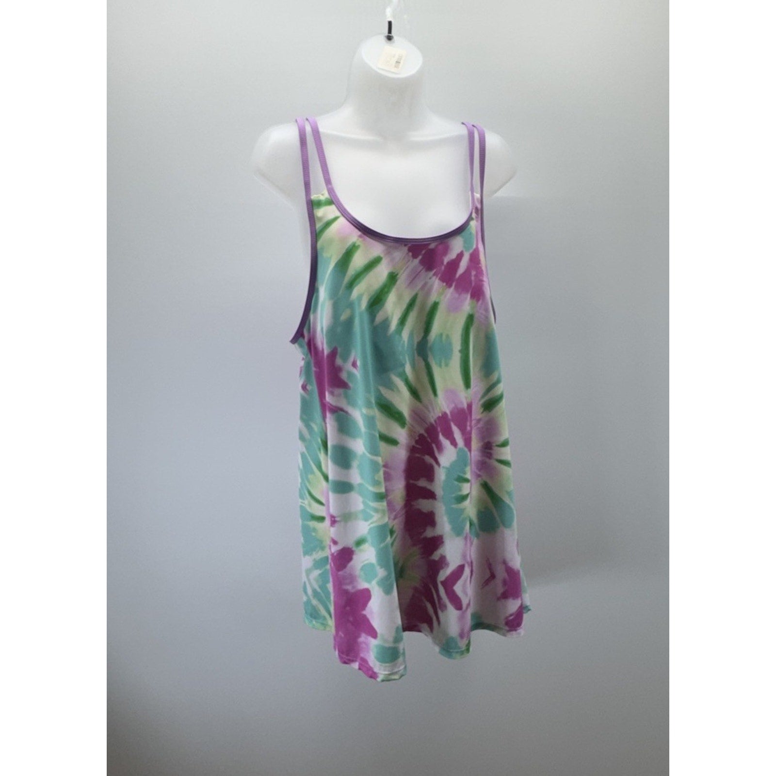 Tie Dyed Women’s Blouse Bathing Suit Modest Size 1XL Lined Top Swimsuit