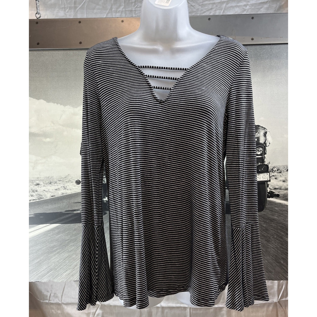 AE Striped Soft & Sexy Bell Sleeve Top Size M