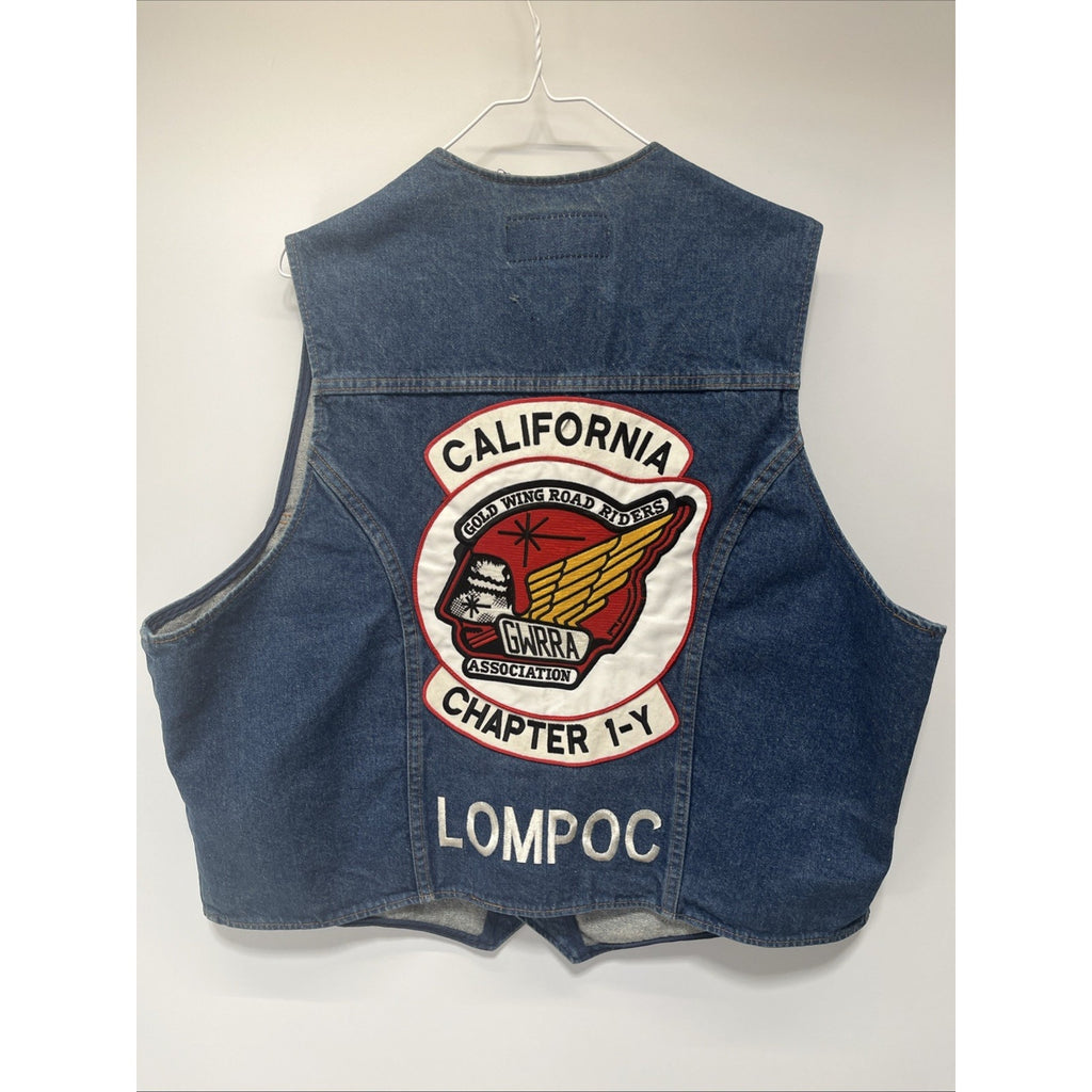 Wrangler Gold Wing Road Riders Association Vest Denim XXL California Made In USA