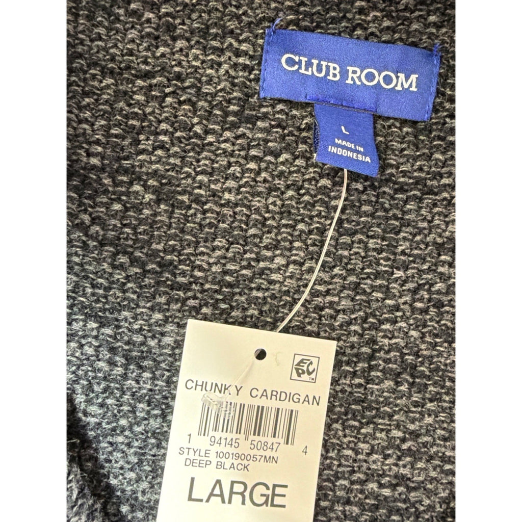 NWT Club Room Chunky Cable Knit Shawl Collar Cardigan Grandpa Fisherman L Gray