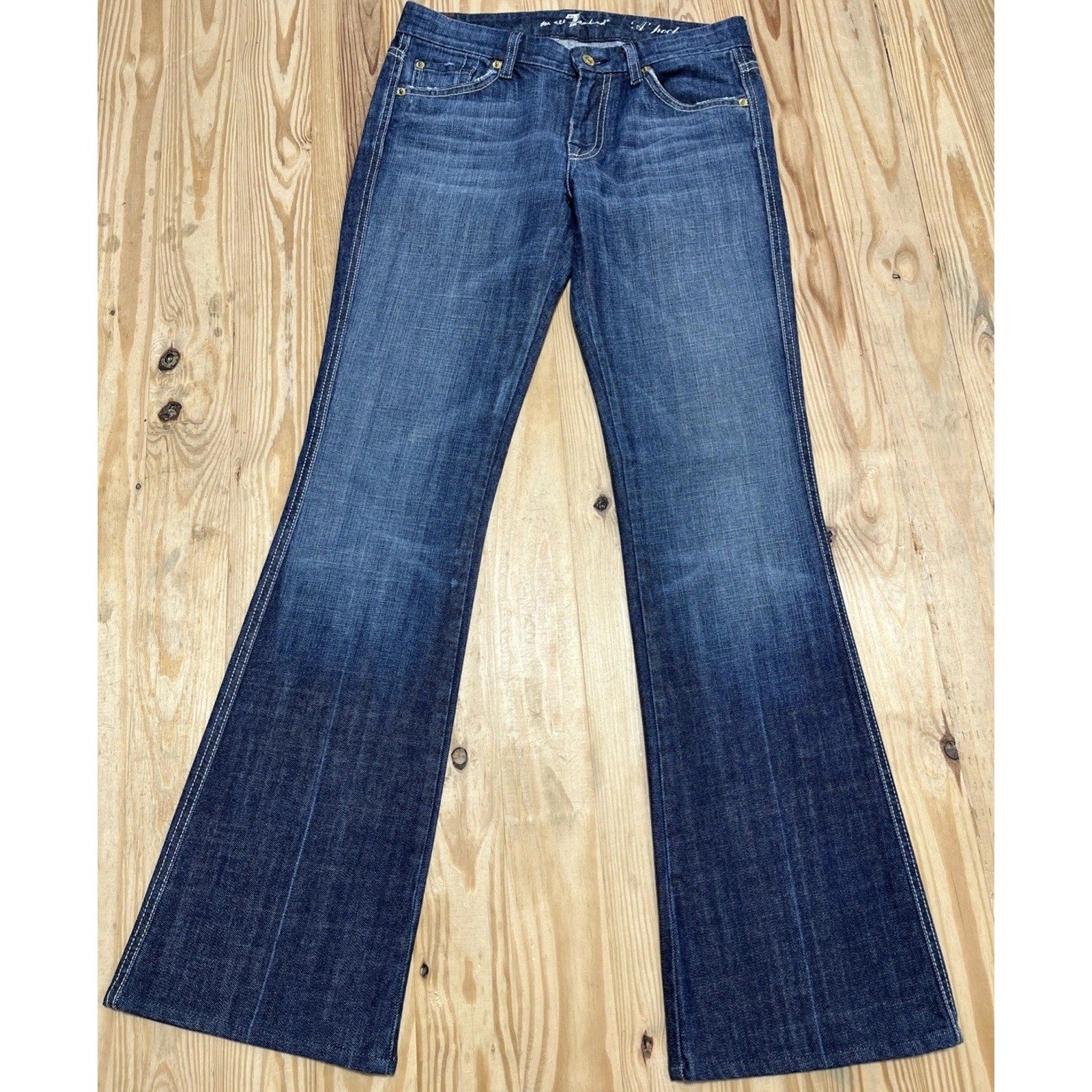 7 For All Man Kind Jeans Womens 27 Blue Denim Bootcut A Pocket Preppy