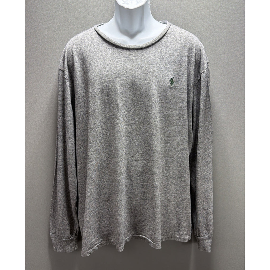 Polo Ralph Lauren Mens Long Sleeve T-Shirt Heather Grey Cotton Comfy Crew XXL