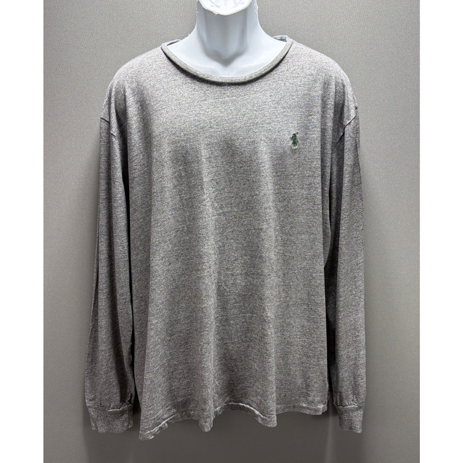 Polo Ralph Lauren Mens Long Sleeve T-Shirt Heather Grey Cotton Comfy Crew XXL