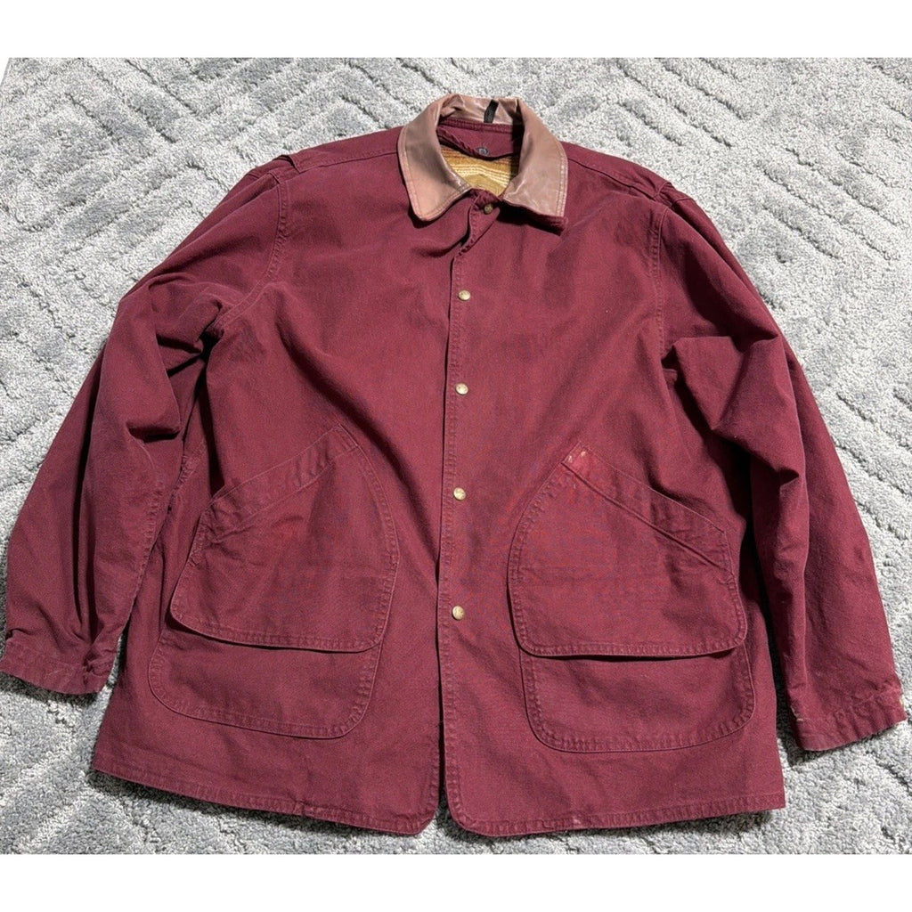 Vintage Woolrich Made USA Aztec Blanket Wool Lined BarnChore Canvas Jacket XL