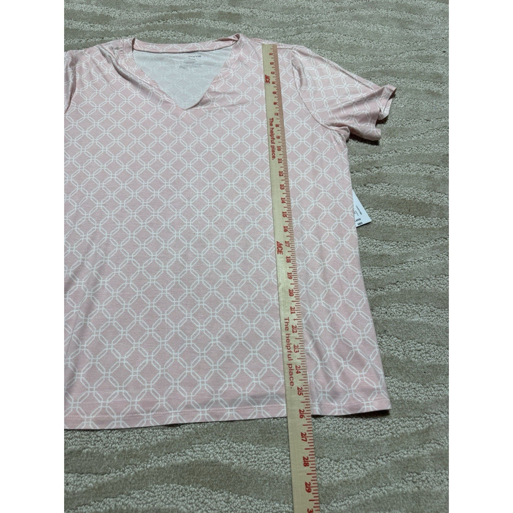 NWT Liz Claiborne Pink Geometric Pajama Set Large Cool & Calm Sleepwear 2PC