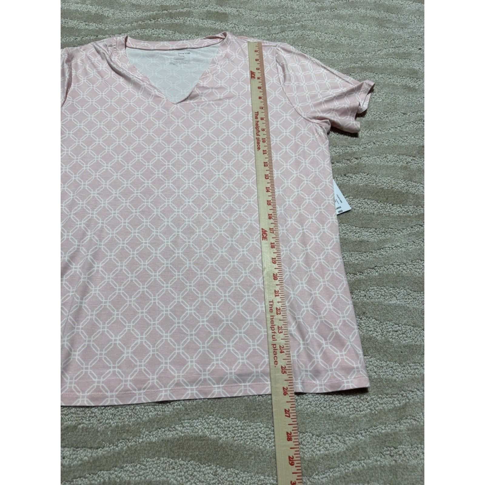 NWT Liz Claiborne Pink Geometric Pajama Set Large Cool & Calm Sleepwear 2PC